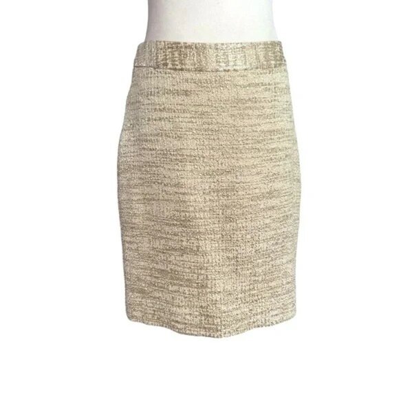 KATE SPADE | Cream & Gold Metallic Judy Pencil Skirt - Picture 4 of 8